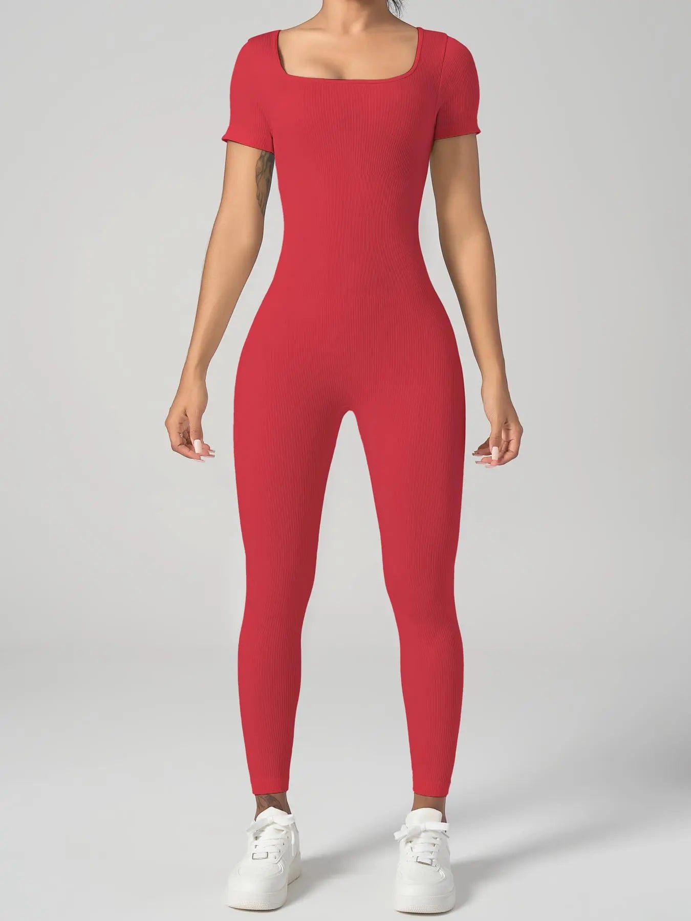 Mono deportivo de manga larga para mujer THE LJM, ajustado, de punto acanalado y control de abdomen.