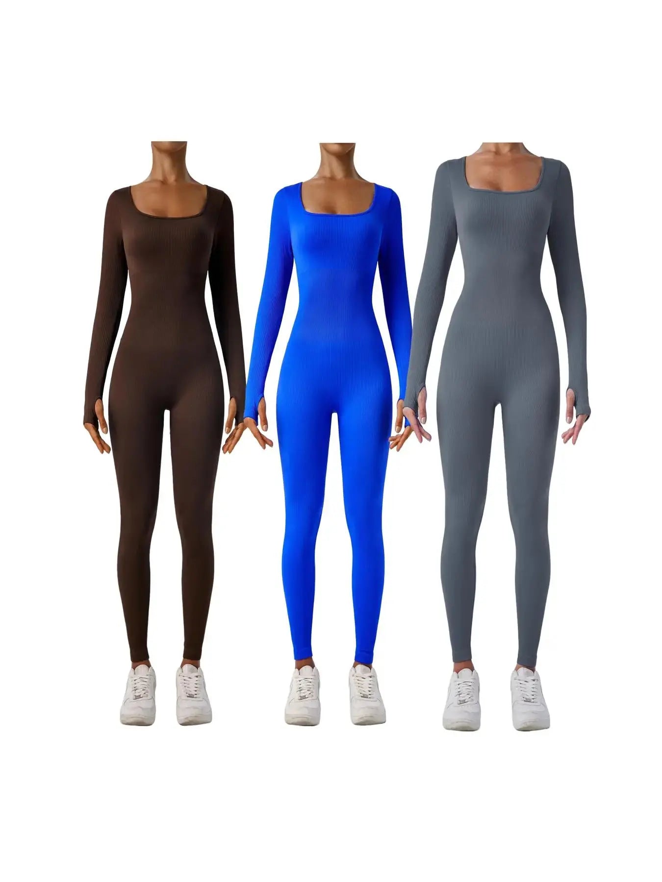 Mono deportivo de manga larga para mujer de canalé liso con control de abdomen de la marca THE LJM.